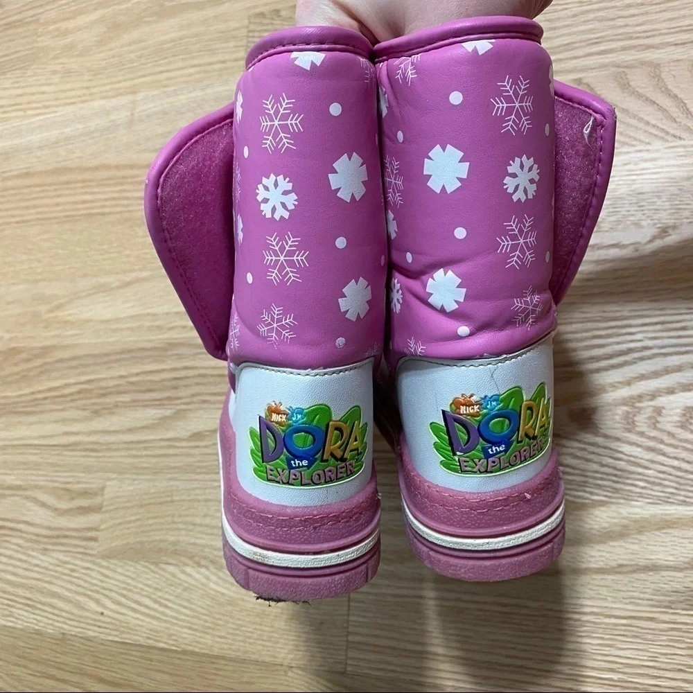 Dora the Explorer Pink Snow Boots Sz 13-1 Kids Winter Girls